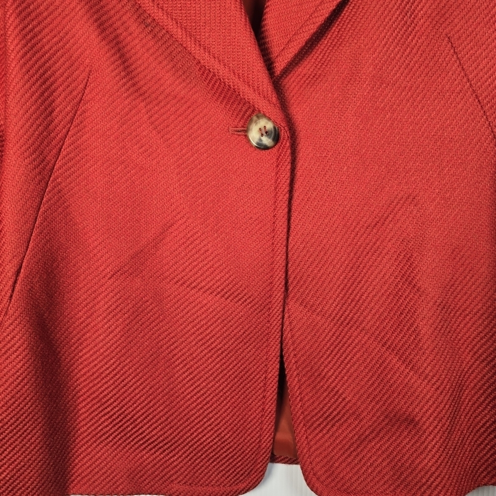 Talbots Womens Burnt Orange Wool Blend Textured Ribbed  Blazer Jacket Size 14 - Picture 4 of 13